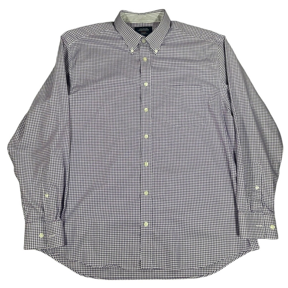 Charles Tyrwhitt Weekend Mens XL Purple Gingham Non Iron Classic Fit‎ Shirt